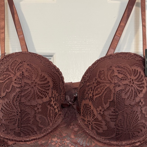Rene Rofe Lace Bralette - Chocolate Brown - Picture 2 of 6